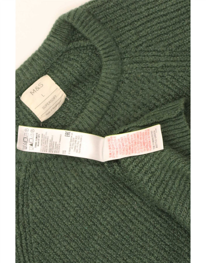 Marks & Spencer Pull ras du cou pour homme, grand, vert, polyamide