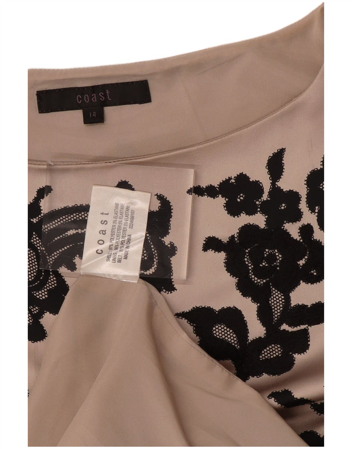 COAST Robe fourreau sans manches pour femme UK 44 Polyester floral gris moyen