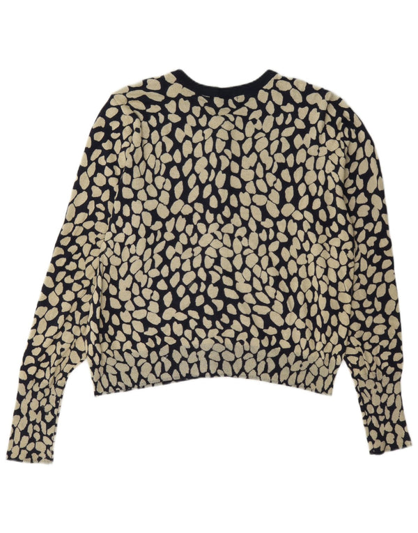 Marks & Spencer Pull Cardigan pour Femme UK 14 Moyen Noir Géométrique