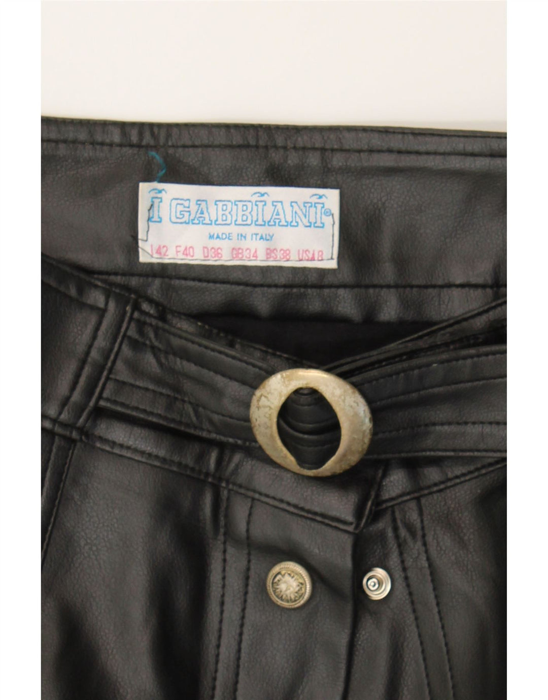 I GABBIANI Womens Leather Skirt US 8 Medium W26  Black Vintage I Gabbiani and Second-Hand I Gabbiani from Messina Hembry 