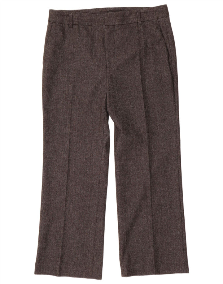Zara Pantalon de costume droit pour femme EU 40 Medium W30 L27 Gris à chevrons