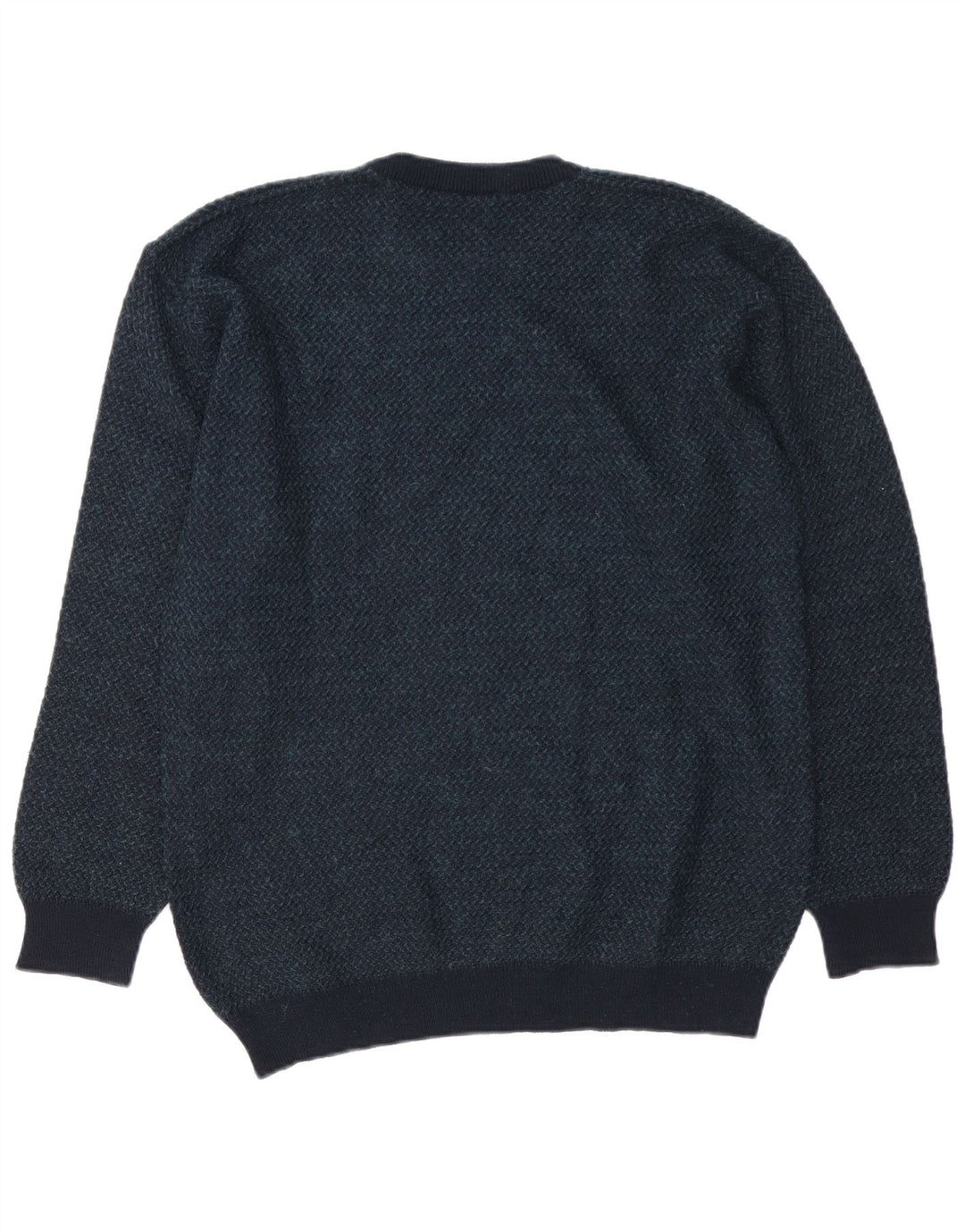 VINTAGE Pull col rond homme bleu marine moyen géométrique