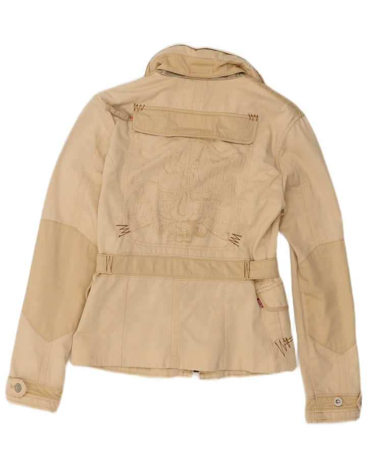 Levi's Veste utilitaire à capuche graphique pour femme UK 10 Small Beige Cotton