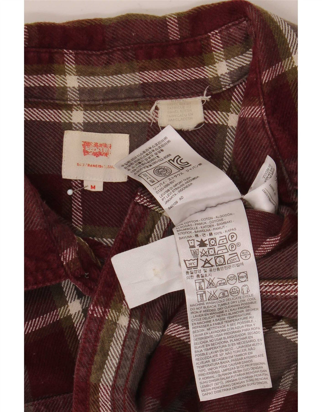 Levi's Chemise en flanelle homme bordeaux moyen à carreaux en coton