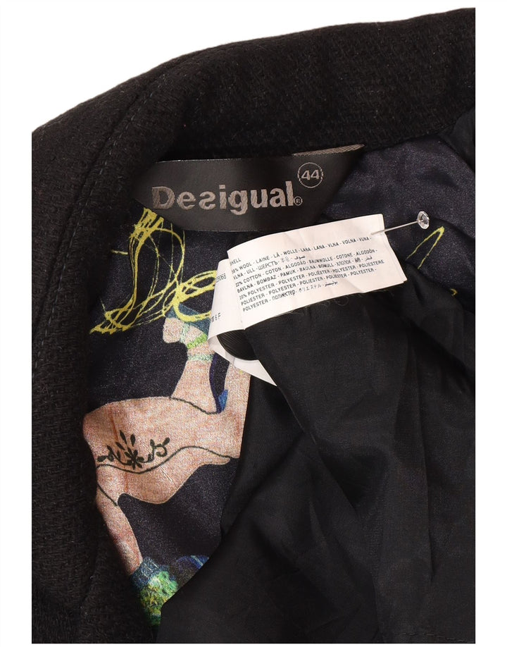 Desigual Manteau Femme EU 44 XL Laine Florale Noire