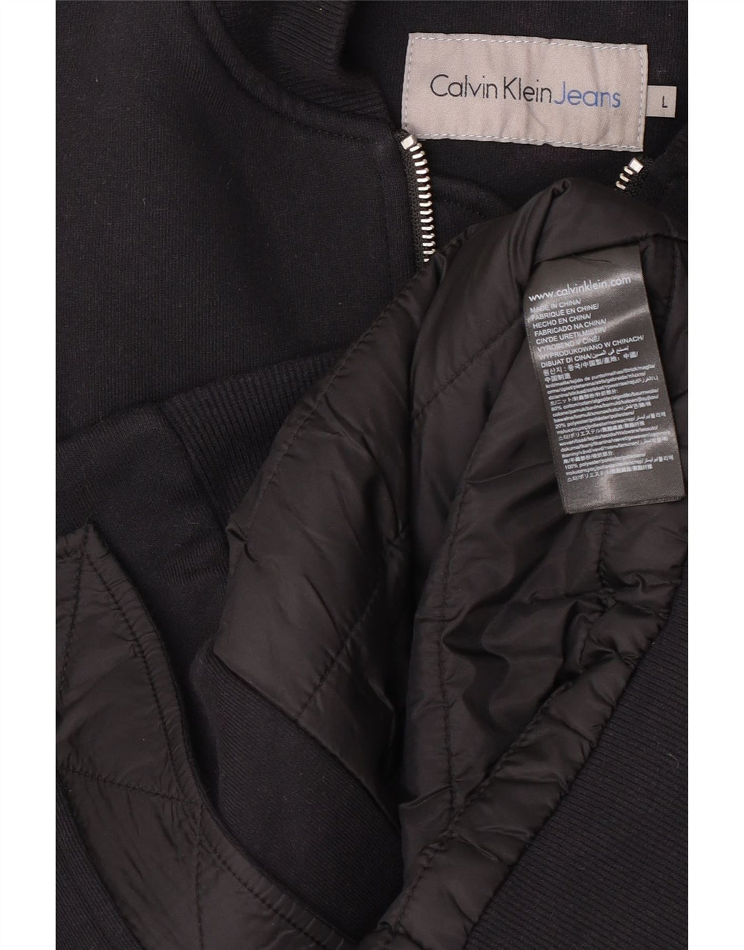 Calvin Klein Jeans Veste Bomber Homme UK 40 Grand Coton Noir