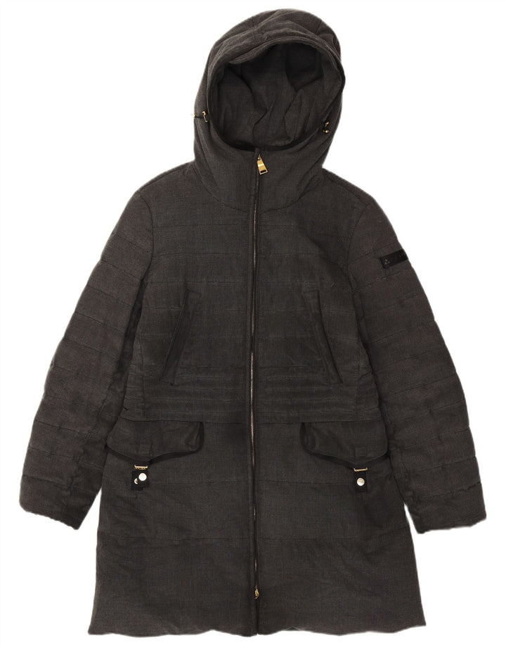 PEUTEREY Manteau matelassé à capuche IT 46 Large Gris Polyester Femme