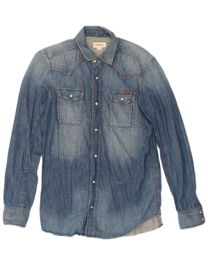 Diesel Chemise En Jean Bleu Moyen Coton Homme