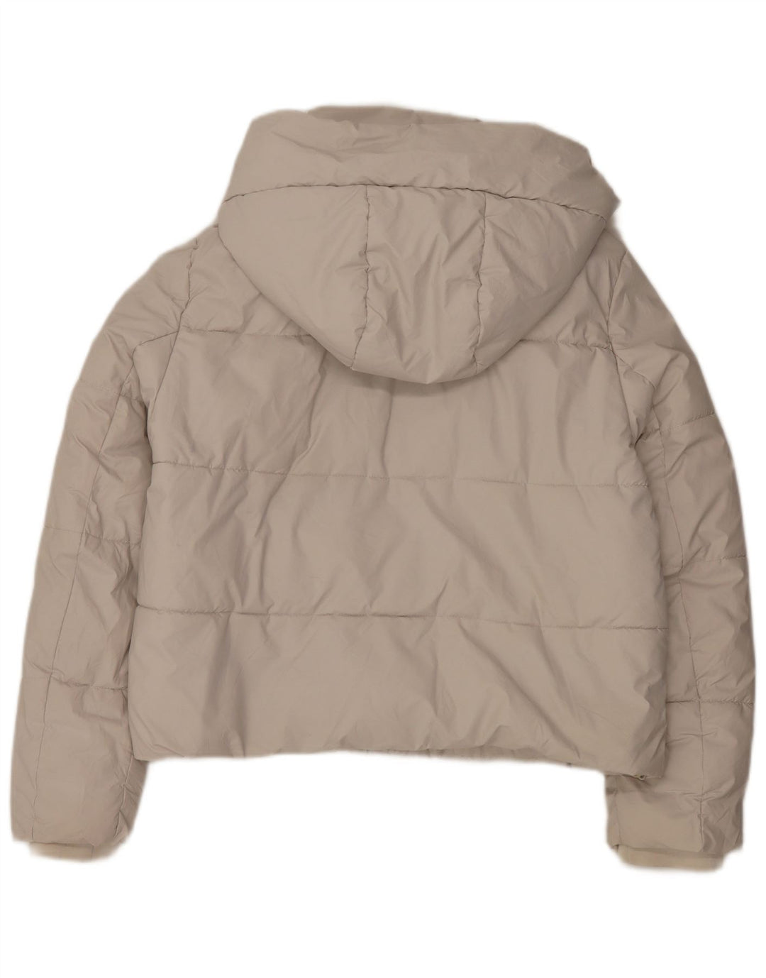 Zara Veste matelassée à capuche pour femme UK 16 Large Blanc Polyester