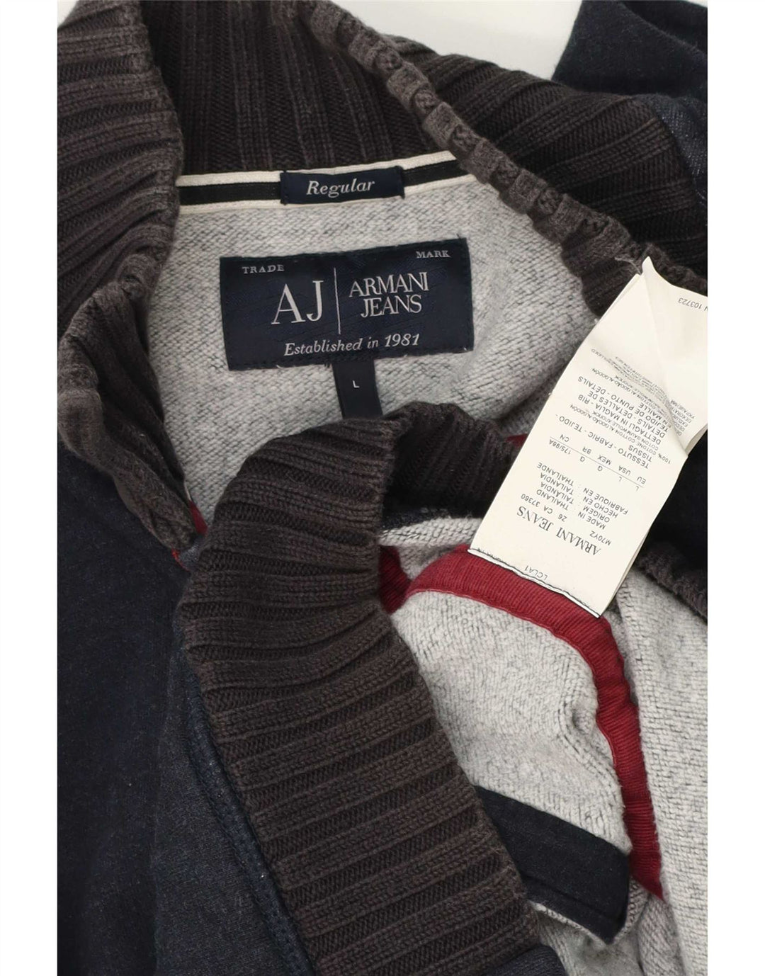 Armani Jeans Cardigan Homme Pull Large Bleu Marine Coton