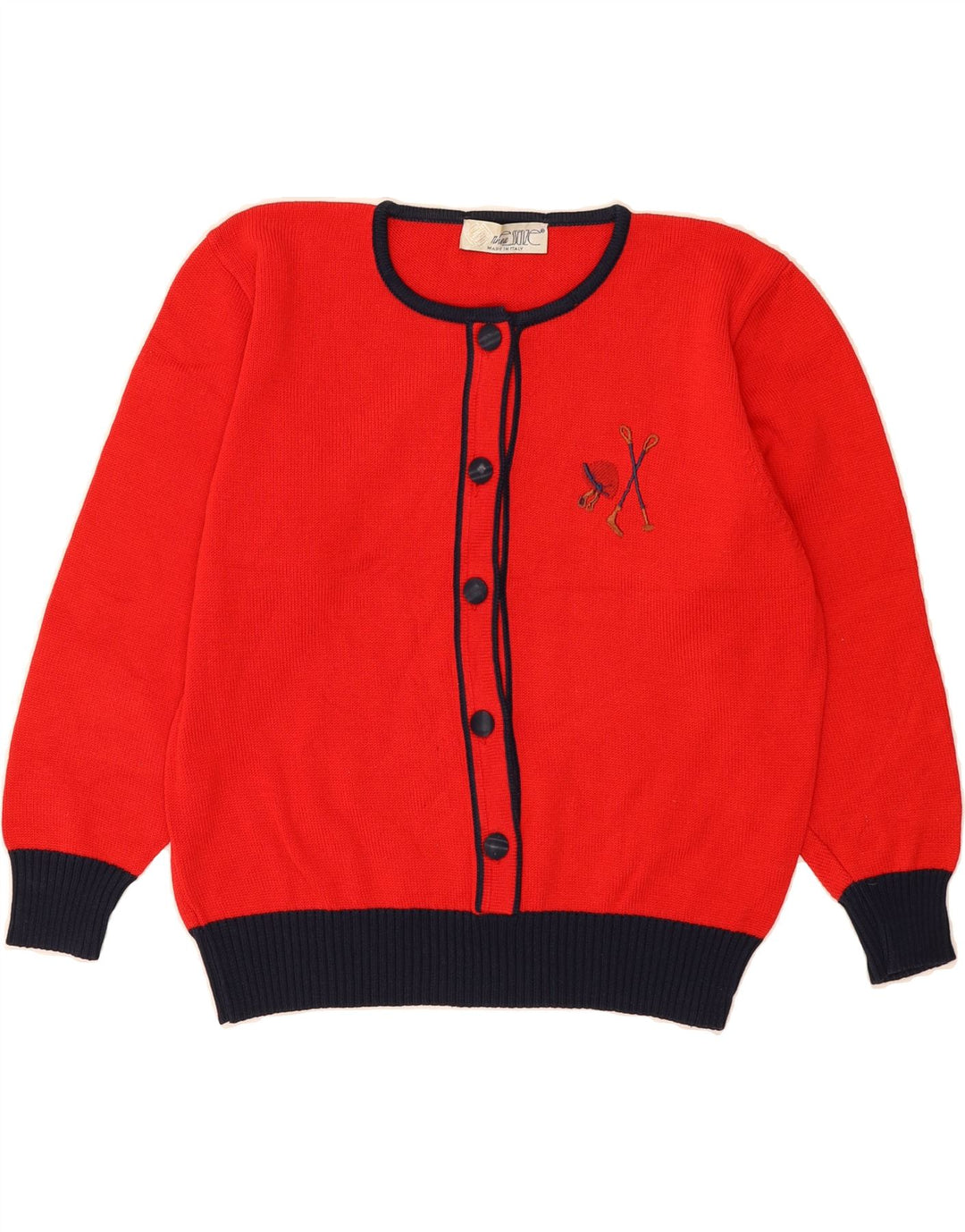 VINTAGE Womens Cardigan Sweater IT 44 Medium Red Cotton Vintage Vintage and Second-Hand Vintage from Messina Hembry 