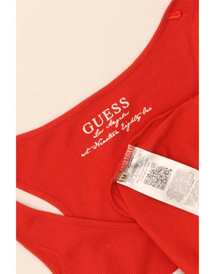 Guess Débardeur Graphique Femme UK 12 Coton Rouge Moyen