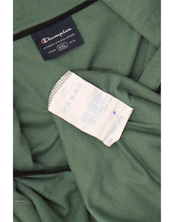Champion Pull polaire à col zippé pour homme 2XL Vert Polyester