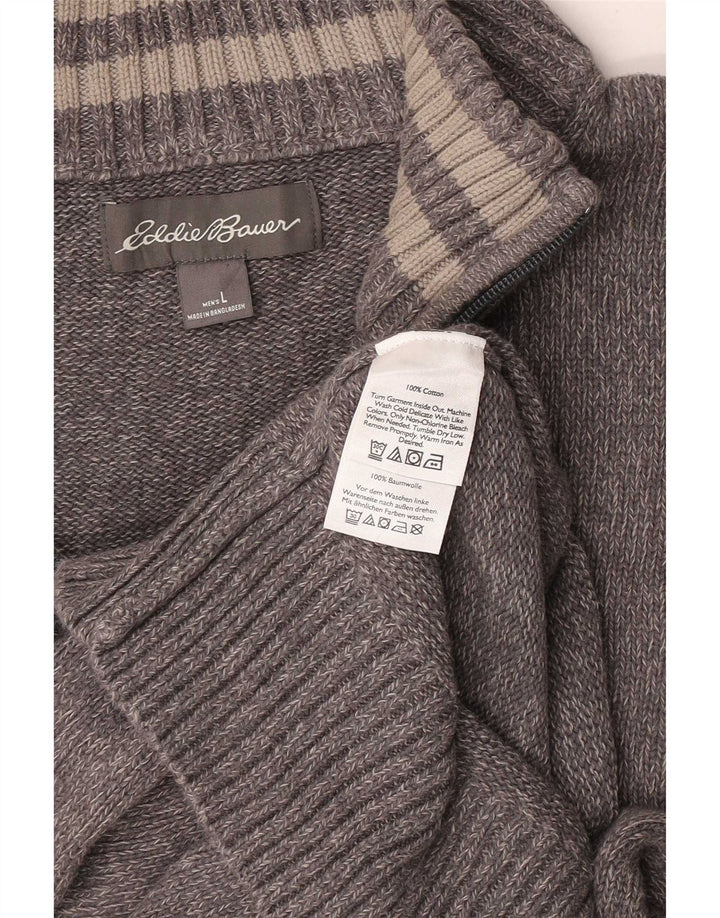 Eddie Bauer Pull à col zippé pour homme en coton moucheté gris grand