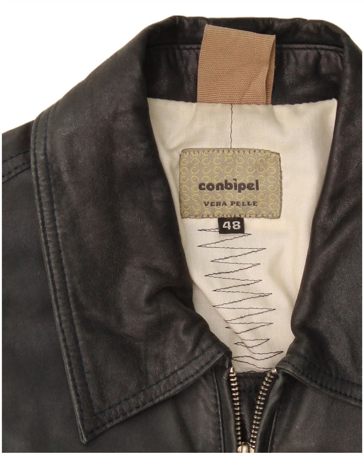 Conbipel Veste en Cuir Bomber Homme IT 48 Cuir Noir Moyen