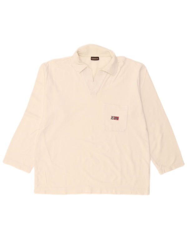 Napapijri Polo à manches longues homme XL blanc coton