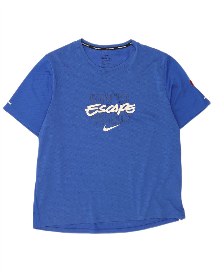 Nike Hommes Dri Fit Graphic T-Shirt Top XL Bleu Polyester