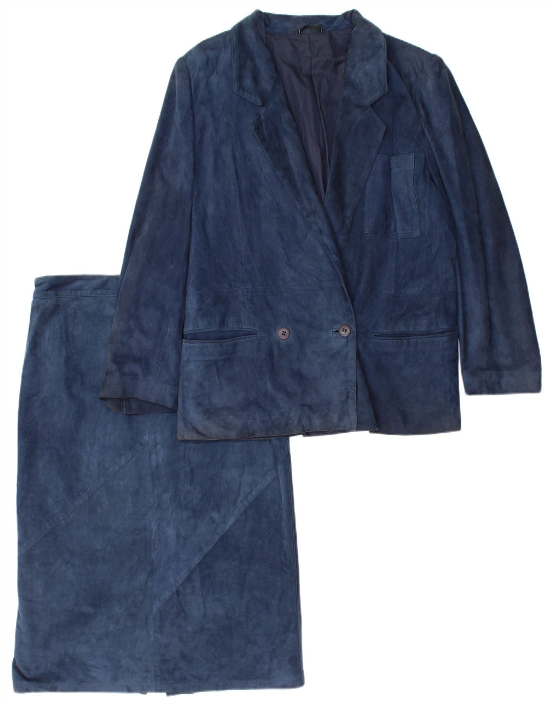 Robrik Ensemble jupe 2 pièces en daim pour femme IT 44 Medium W30 cuir bleu marine