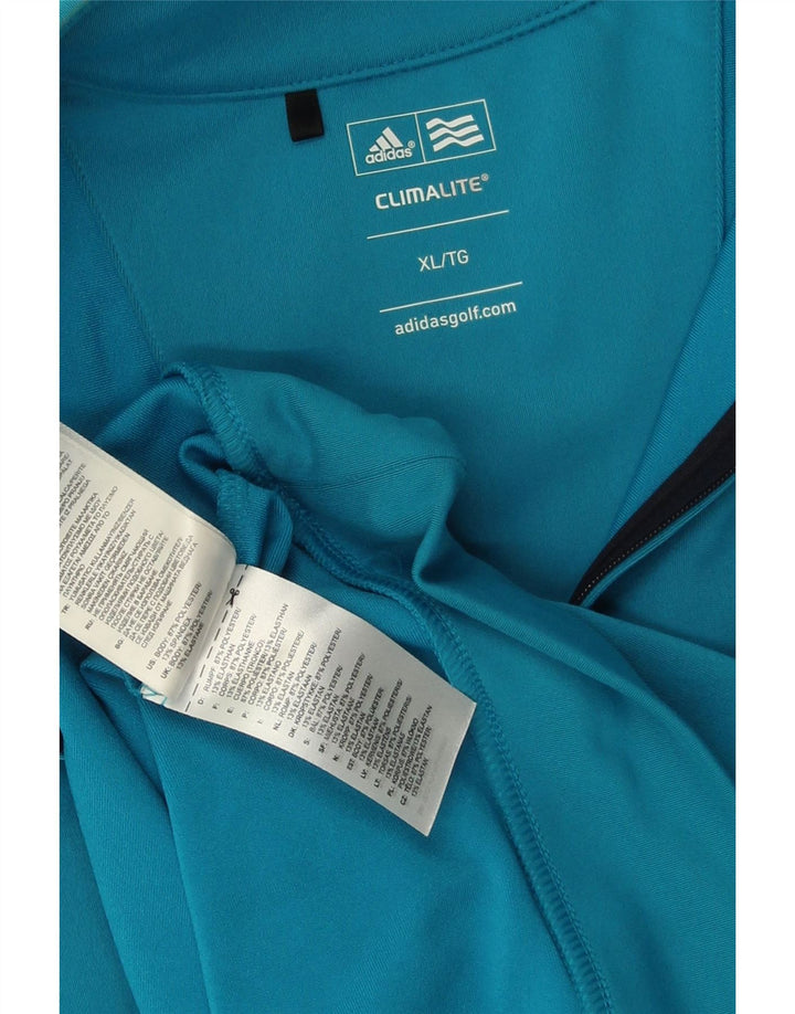 ADIDAS Homme Climalite Zip Neck Sweatshirt Jumper XL Bleu Polyester