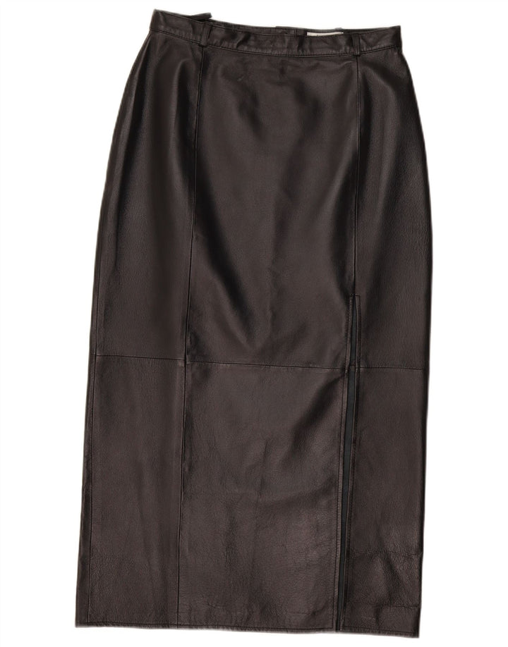 jupe en cuir femme vintage W28 Cuir noir moyen