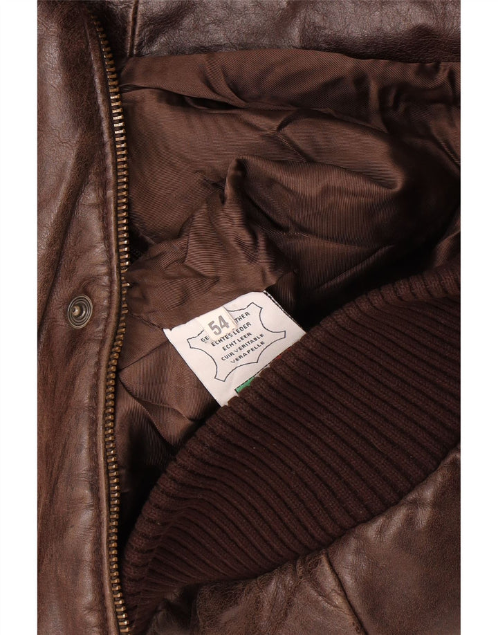 veste en cuir bomber homme vintage IT 54 2XL Cuir marron