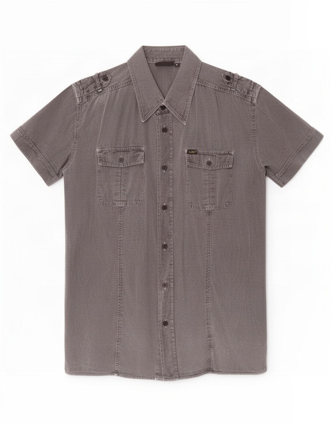 Lee Chemise Militaire à Manches Courtes Homme Gris Moyen Coton