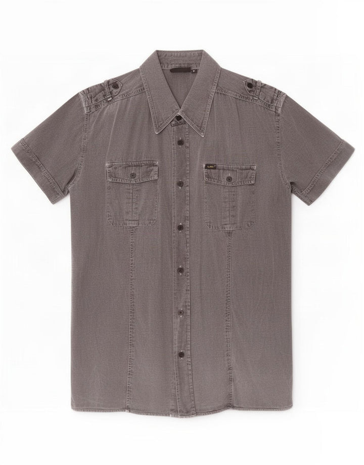 Lee Chemise Militaire à Manches Courtes Homme Gris Moyen Coton