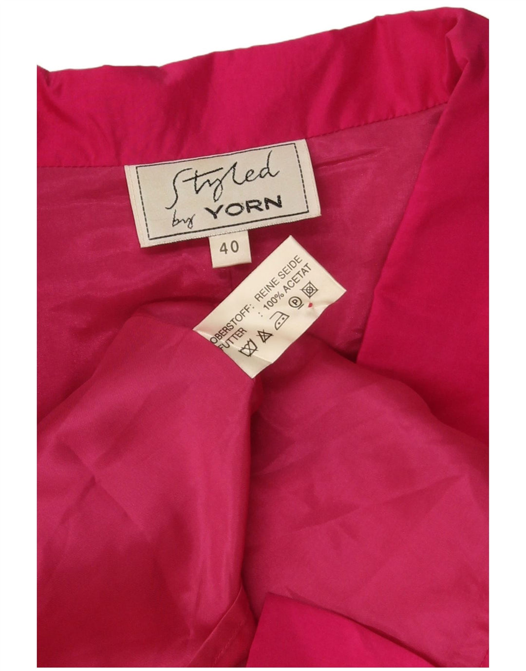 Yorn Veste Blazer 1 Bouton Femme EU 40 Soie Rose Moyen