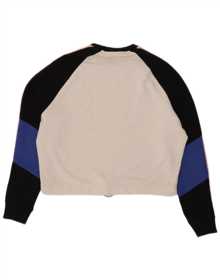 Fila Sweat-shirt court surdimensionné pour femme UK 10 Petit colorblock blanc