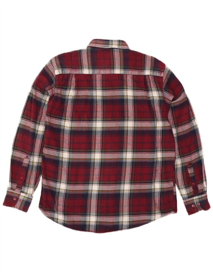 COMMANDER Chemise en flanelle pour hommes Taille 41/42 Grand coton à carreaux bordeaux