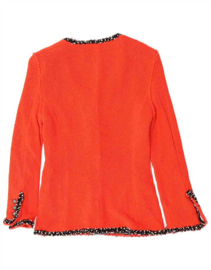Zara Veste blazer en tricot à 4 boutons pour femme UK 12 en coton orange moyen