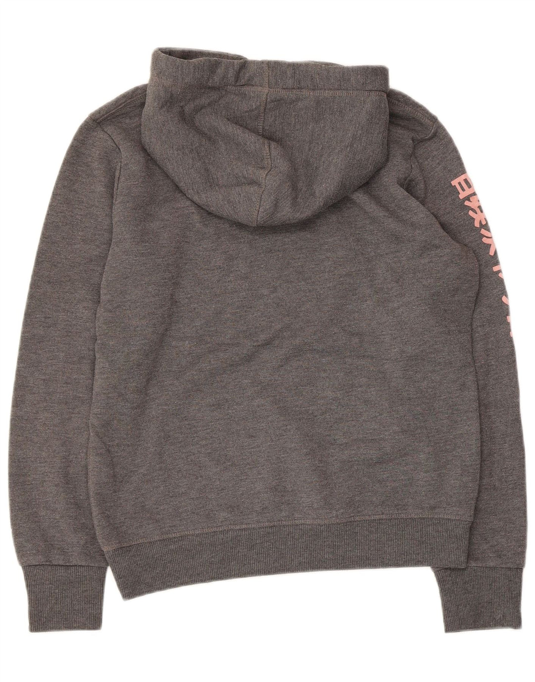 SUPERDRY Pull à capuche graphique pour femme UK 14 Gris moyen Polyester