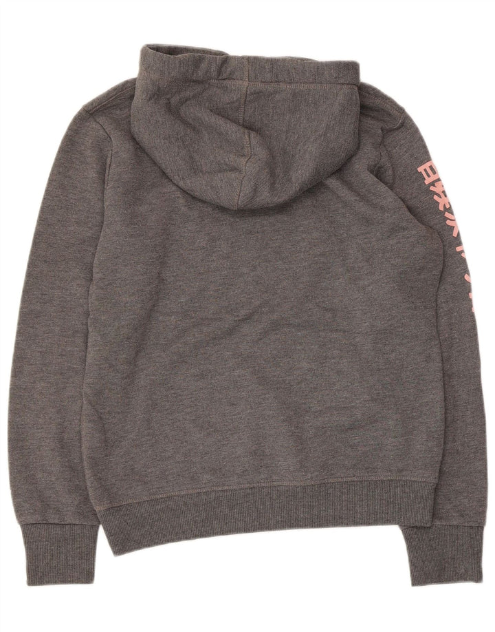 SUPERDRY Pull à capuche graphique pour femme UK 14 Gris moyen Polyester