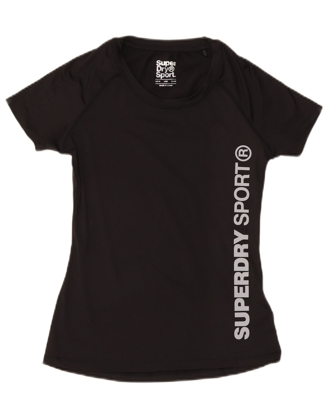 SUPERDRY T-shirt graphique pour femme UK 10 Small Noir Polyester