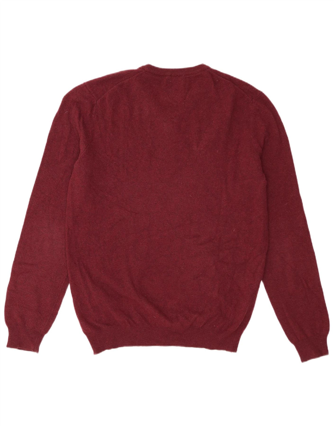Benetton Pull Col V Homme Laine Vierge Bordeaux Moyen