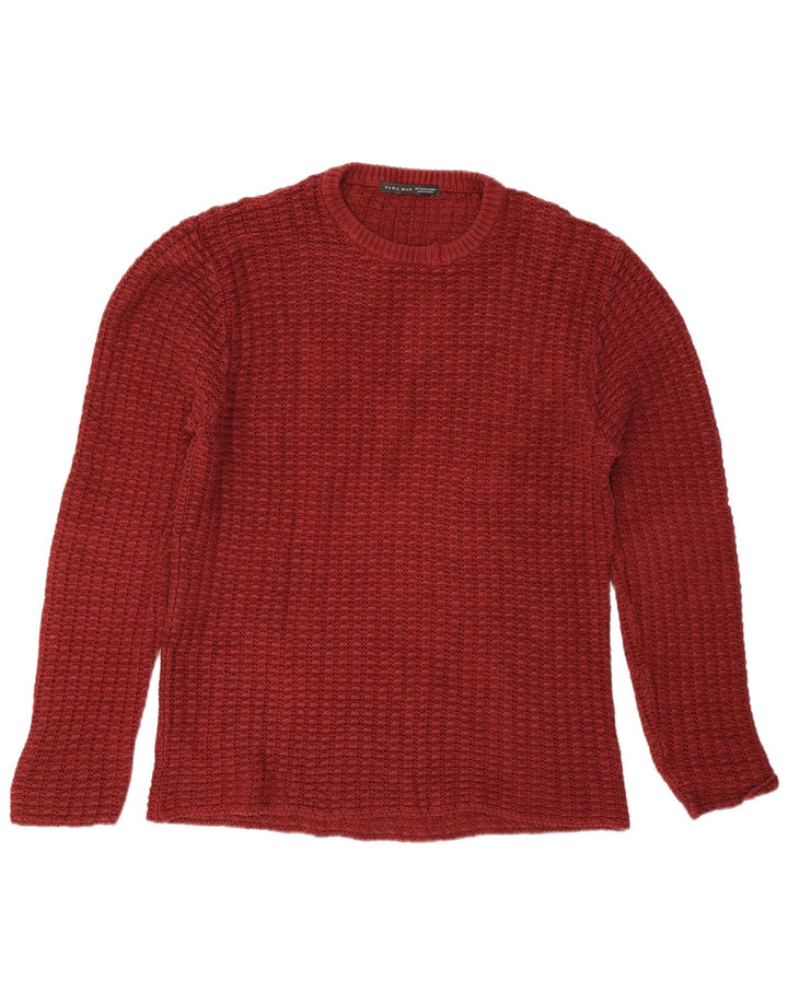 Zara Pull ras du cou pour homme XL Bordeaux