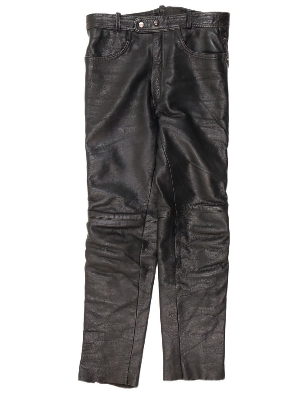 VINTAGE Pantalon droit en cuir pour homme W30 L30 Noir