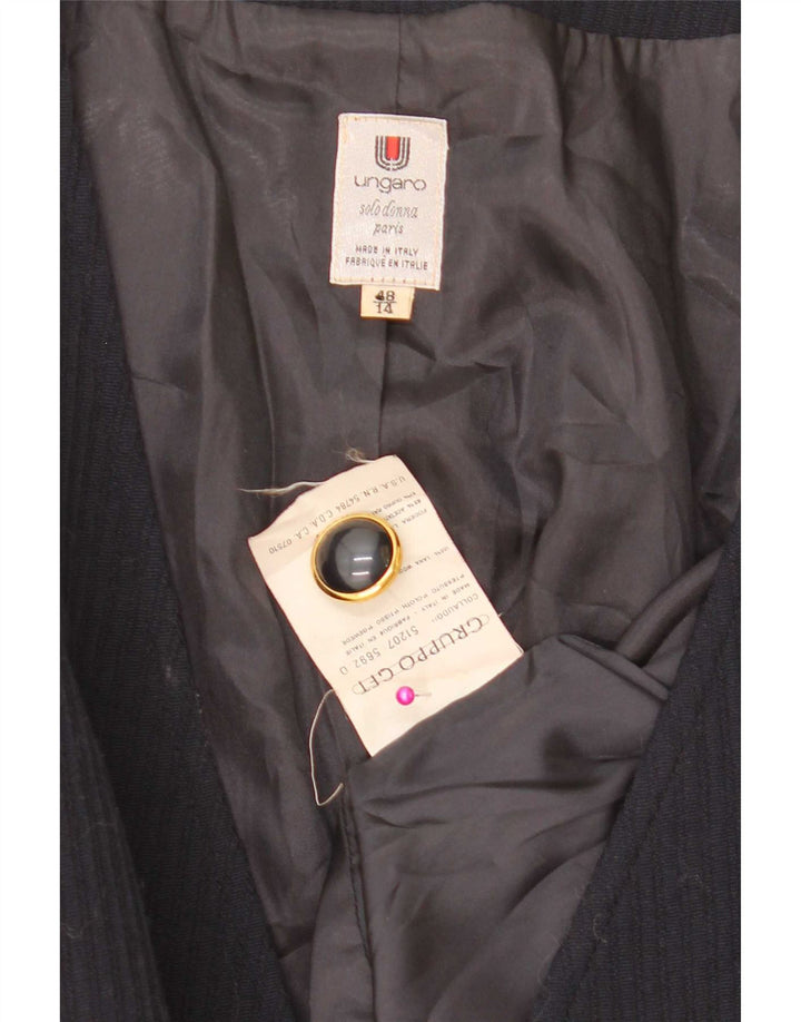 Ungaro Veste Blazer Croisée Femme IT 48 XL Bleu Marine Laine