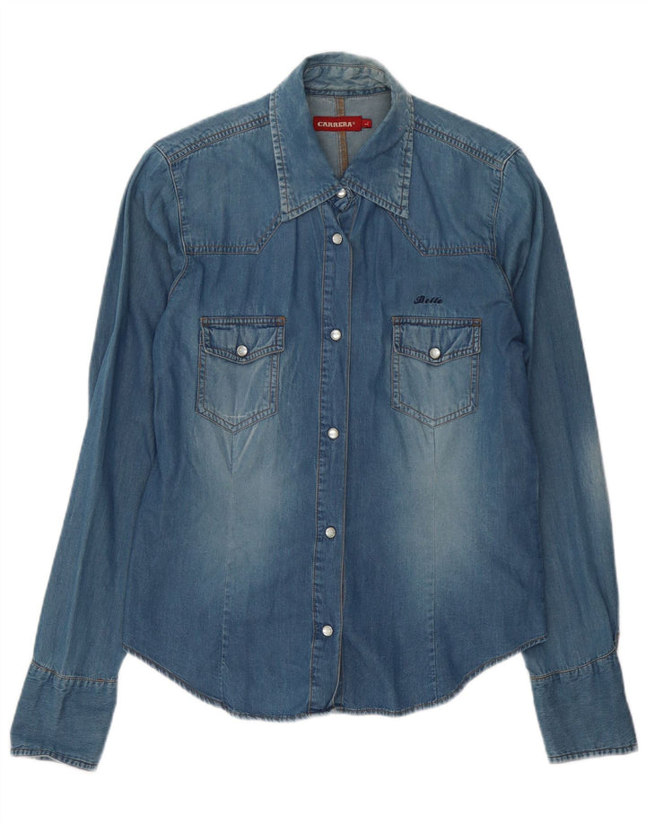 Carrera Chemise en jean pour femme UK 16 Large Bleu Coton