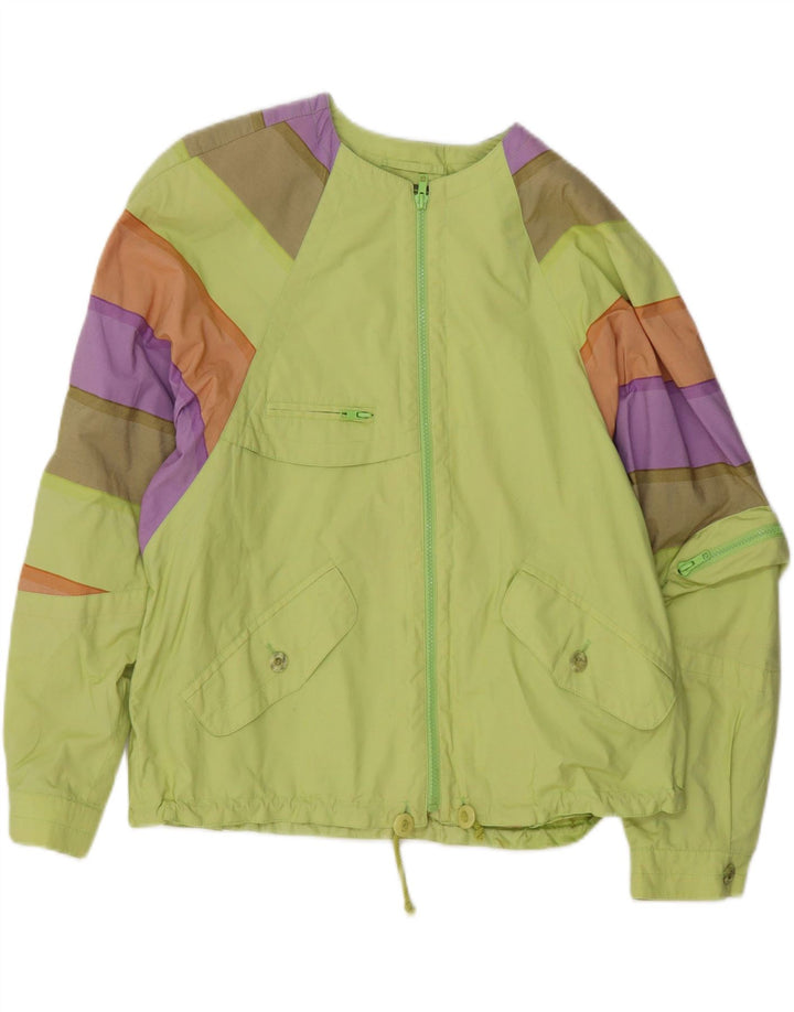 VINTAGE Womens Oversized Windbreaker Jacket UK 12 Medium Green Colourblock