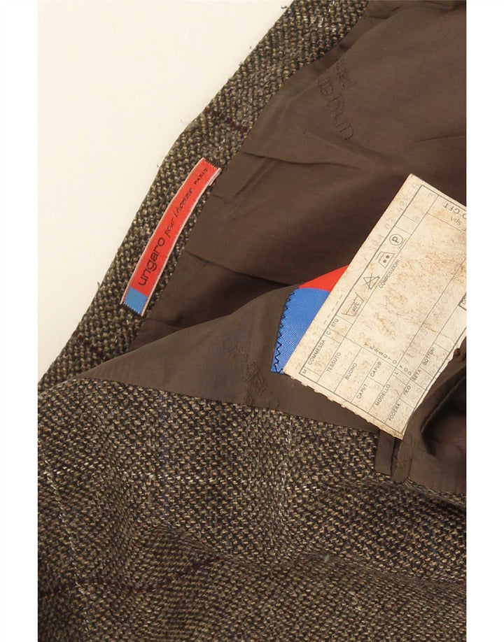 Ungaro Veste Blazer 2 Boutons Homme IT 48 Marron Moyen à Carreaux Laine Vierge