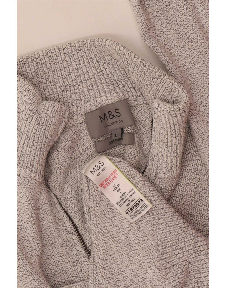 Marks & Spencer Pull à col zippé pour homme en coton moucheté blanc cassé