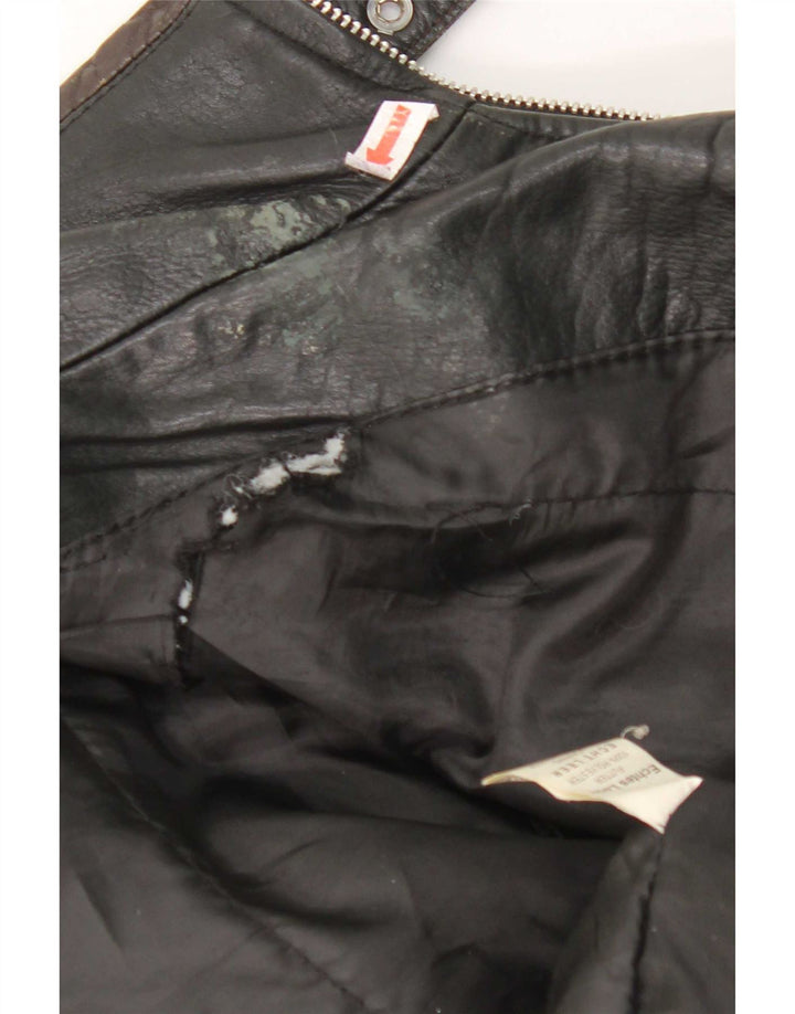 Veste en cuir femme vintage UK 14 Noir Moyen