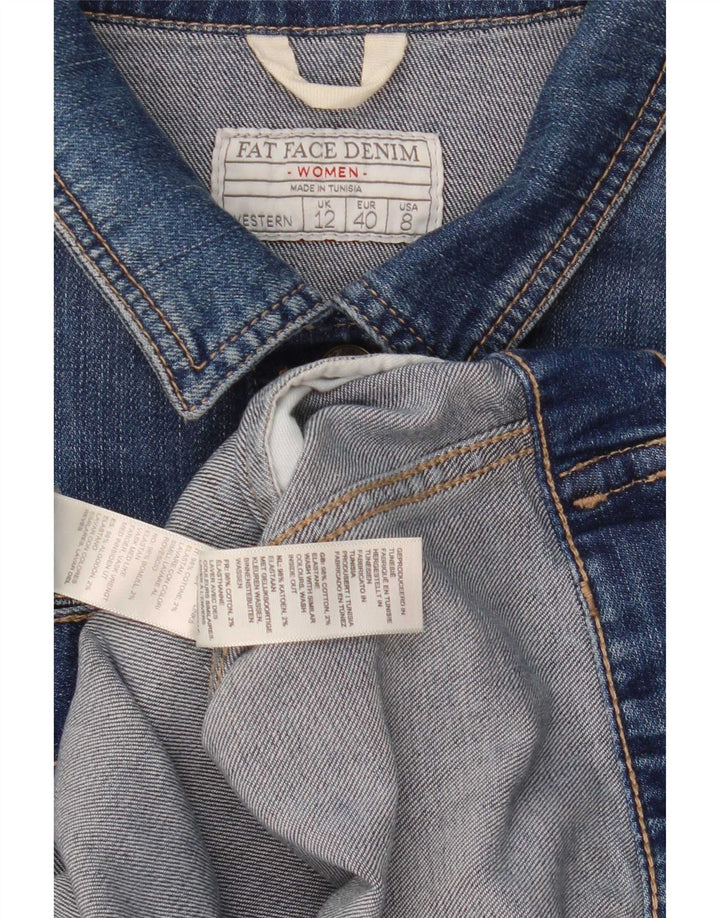 Fat Face Veste en jean pour femme UK 12 Bleu moyen Coton