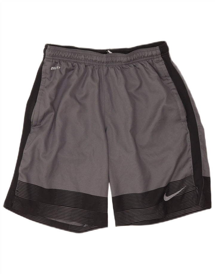 Nike Short de sport Dri Fit pour homme en polyester color block gris moyen
