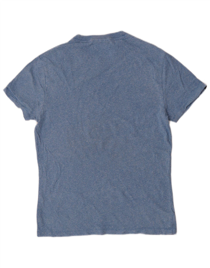 Superdry Homme T-Shirt Top Bleu Moyen Flecked Cotton