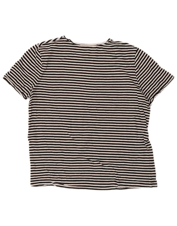 Zara Womens Crop T-Shirt Top UK 10 Petit Noir Rayé