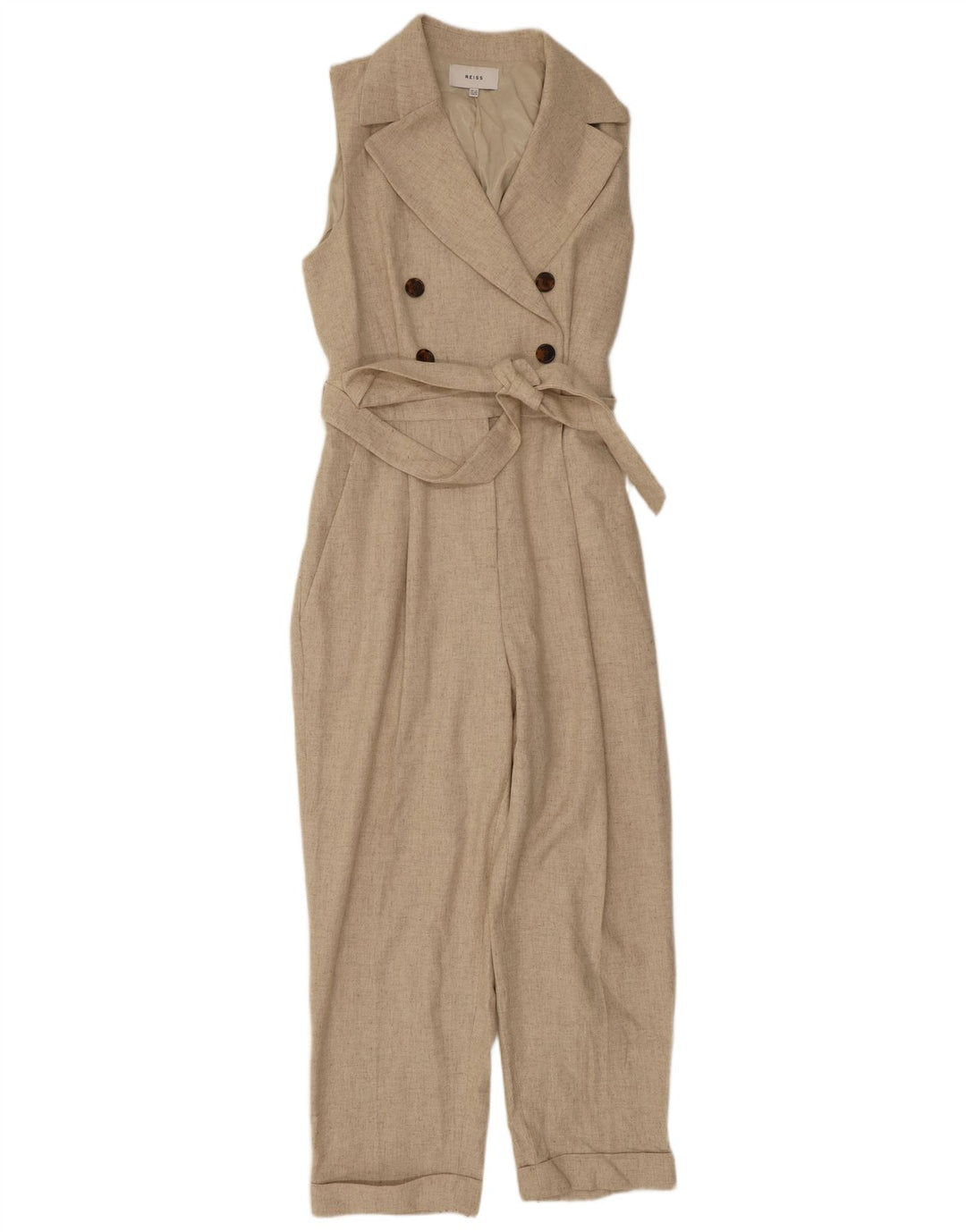 Reiss Combinaison sans manches pour femme UK 12 Laine beige moyen