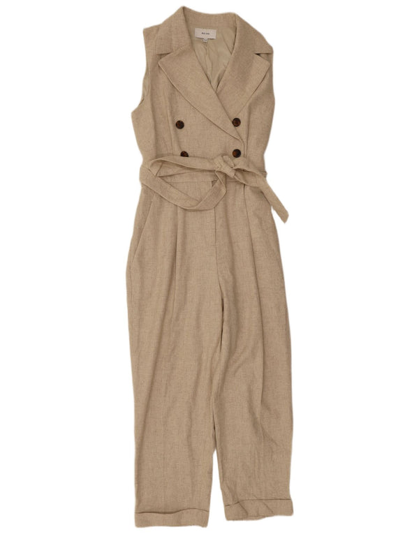 Reiss Combinaison sans manches pour femme UK 12 Laine beige moyen
