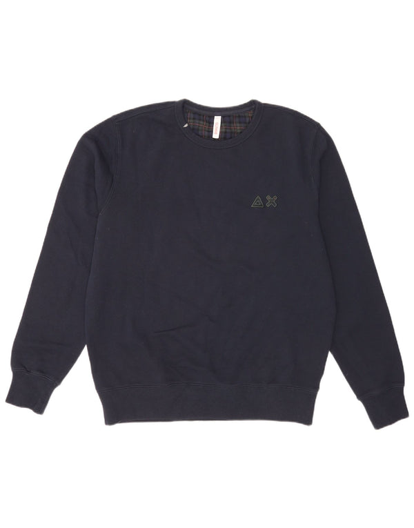 Sun68 Sweat-shirt pour homme en coton à carreaux bleu marine Taille L